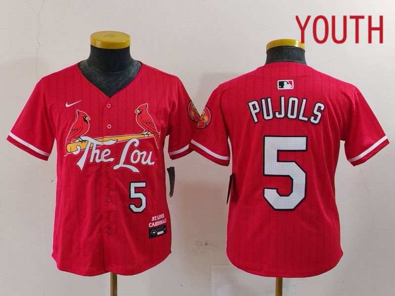 Youth St.Louis Cardinals #5 Pujols Red City Edition 2024 Nike MLB Jersey style 1->youth mlb jersey->Youth Jersey